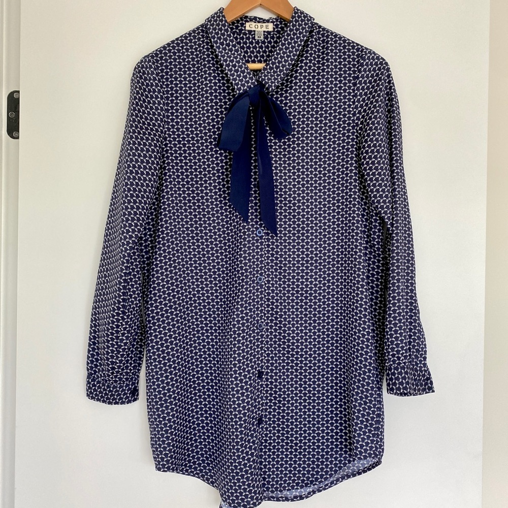 Urban Outfitters Long Sleeve Bow Collared Shirt Dress